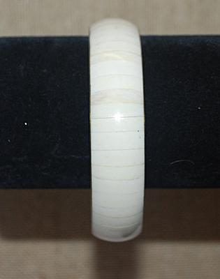 White Enameled Solid BRACELET (2¾" Opening) and Gold Tone Setting