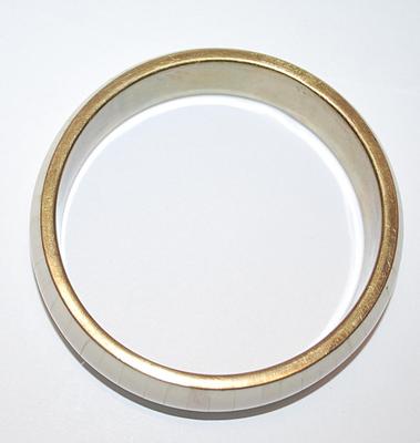 White Enameled Solid BRACELET (2¾" Opening) and Gold Tone Setting