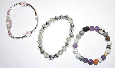Collection of 3 Assorted BRACELETS (-2½"+ Opening) including Enamel & Flower Beads