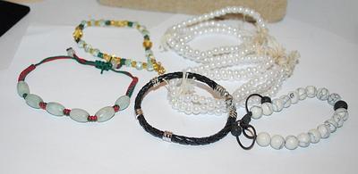 Collection of 6 Assorted BRACELETS (-2½"+ Opening) with Faux Pearls, Graphic Beads and All Non-Stretch