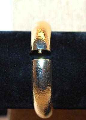 Brushed Gold Tone Metal SNAP CUFF BRACELET (2½" Opening) with SPRING-Style Closure