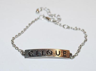 Silver Tone "CLIQUE" Brand BRACELET (2¾" + Opening) with Lobster Clasp