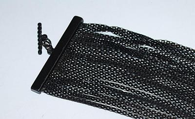 All Black 20 LINKS Strands BRACELET (2" Opening) with Toggle Clasp