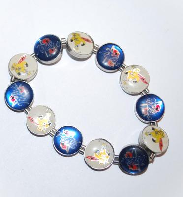 "TULSA" Brand ELASTIC BRACELET (2" Opening) with Colorful Cupped Disks on a Silver Tone Setting