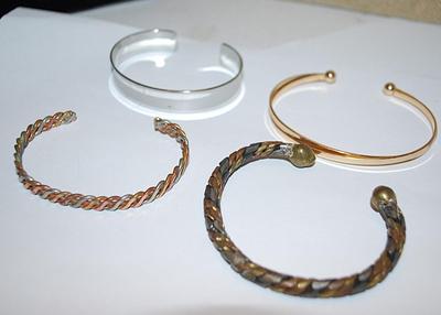 Collection of 4 Assorted CUFF BRACELETS (-2½"+ Opening) with Both Twisted and Smooth Gold, Silver and Rose Gold Tones