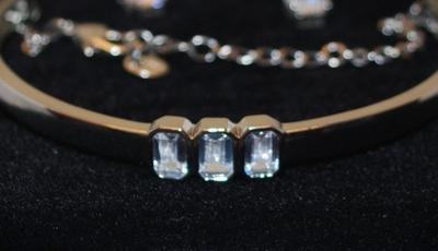 "Jones of New York" Half Infinity Bracelet (3" Circ.) with Lobster Clasp & Rectangle Emerald Cut Earrings with Stud...