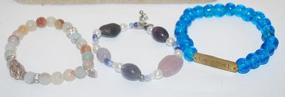 Collection of 3 BRACELETS (2½" Opening) with "INSPIRE" Accent, "Buddha Head" and 1 with Toggle Clasp