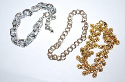 Collection of 3 Chain-Style BRACELETS ((2½"- 2¾" Opening) with Lobster and Circle Clasps