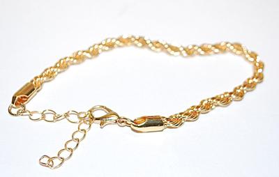 All Gold Colored Twisted "Rope" BRACELET (2½" Opening) with Cylinder Caps and Lobster Clasp
