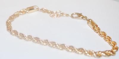 All Gold Colored Twisted "Rope" BRACELET (2½" Opening) with Cylinder Caps and Lobster Clasp