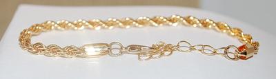 All Gold Colored Twisted "Rope" BRACELET (2½" Opening) with Cylinder Caps and Lobster Clasp