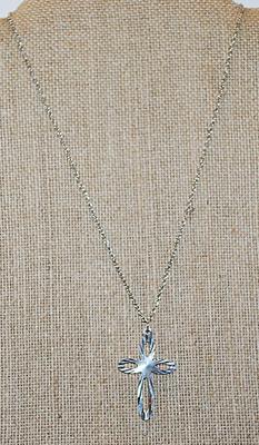 2 Color CROSS with Gold Tone on One Side and Silver Tone on the Other Side on a Silver Colored Chain 16" L