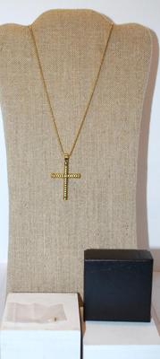 Cremation Ashes Memorial Gold Tone Cross PENDANT (2" x 1¼") and Gold Tone Necklace Chain 24" L
