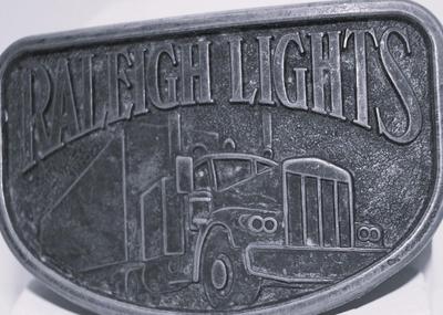 Raleigh Lights" with Semi-Truck Belt Buckle 3½" x 2¼"