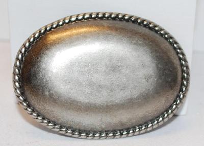 Oval Silver Tone Belt Buckle with STATIONARY Clip 2 3/4" x 2"