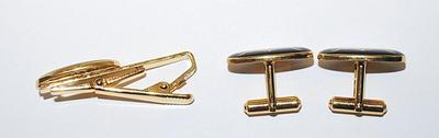 Japanese-Style 3-Star Crown CUFFLINKS & Clasp Set