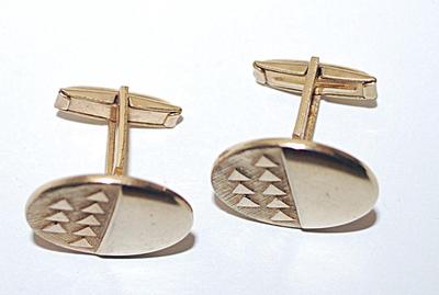 Gold Tone CUFFLINKS with a Triangle Pattern