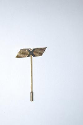 "X" Banner Gold Tone PIN (1¾" x 1") with Needle Point Protector