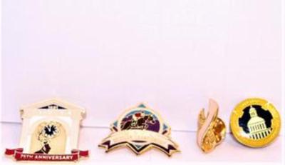 4 Commemorative Tacks--Breast Cancer Pink Ribbon, California Employees Campaign, USPC Western Champion, Auburn Elks Lodge