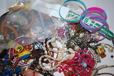 Jewelry Making/Crafts Assortment of Stones, Brooches, Etc.-- for Repair, Replacements or Repurpose Includes: Beads, Brooches, Earrings,...