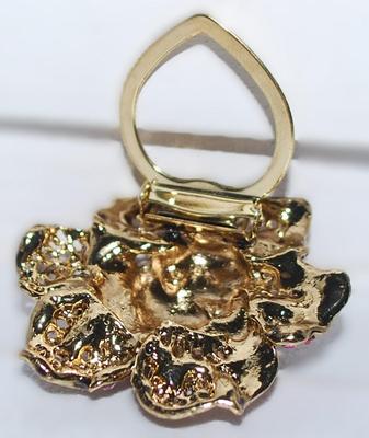 Beautiful ROSE STYLE BROOCH (2" Diam.) with Iridescent and Aquamarine Stone Center & Gold Colored Petals and SNAP CLOSURE on a...