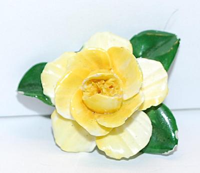 Ceramic YELLOW FLOWER BROOCH (2" x2") - Marked "Adderley Floral" Made in ENGLAND