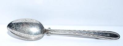 Vintage Silver Colored SPOON BROOCH (2½" x ¾") Marked "Pat. 2066969" with Silver Tone Pin Clasp
