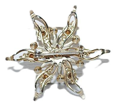 Vintage-Style Spider-Like PEARLS & STONES BROOCH (1¾" Diam.) on a Gold Tone Setting