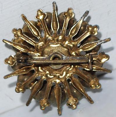 VINTAGE 14 Stones STARBURST BROOCH (1⅛" Diam.) on a Brass Style Setting