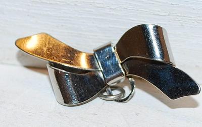 VINTAGE 1950's Silver Tone WATCH FOB PIN (1¾") with Loop & Ring