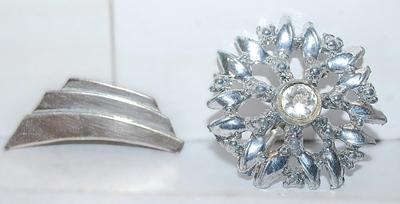 Collection of 2 "Silver Colored" BROOCHES (Star is 1¾" Diam.) ("Flair" is 1¾" x ¾")