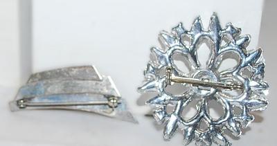 Collection of 2 "Silver Colored" BROOCHES (Star is 1¾" Diam.) ("Flair" is 1¾" x ¾")
