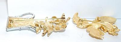 Collection of 2 BROOCHES - Metal Water Pitcher (2" x ¾") & Gold Colored Dangle Pineapple (1¾" x 1¾")