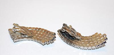 Showy Half Circle 5 Rows Bejeweled EARRINGS Set with a SPRING SNAP Clasp