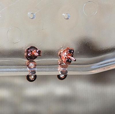 Rose Gold Setting Earrings (½") with 3 Round Clear Stones on a Stud Clasp