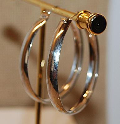 VINTAGE 1950-1960's Swag Brass Colored Earrings (1¼" Diam.) with a Stud Clasp