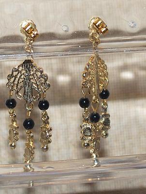 Vintage Gold Colored Baubles, Beads & Globes Earrings Set (1½") with a Stud Style Clasp