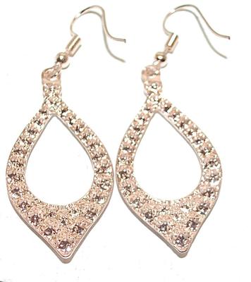 Vintage Pear Shape Dangle Earrings Set (1½") with Clear Stones Outline on a Wire Hook Clasp