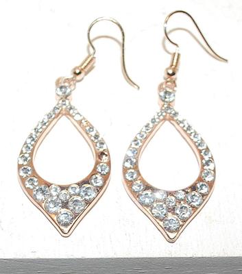 Vintage Pear Shape Dangle Earrings Set (1½") with Clear Stones Outline on a Wire Hook Clasp