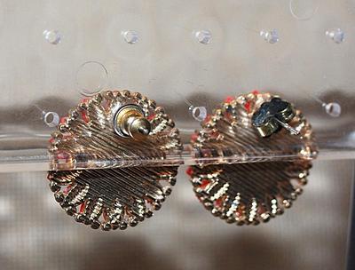 Vintage Red & Pink Round Earrings Set (Circ. ¾") with a Stud Style Clasp