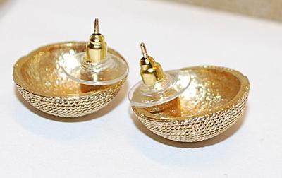 Gold Tone Rope-Style DOME EARRINGS with a Stud Post Clasp