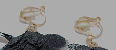 RED & BLACK "Feathered" EARRINGS with Gold Tone Leverback Capped Clasp