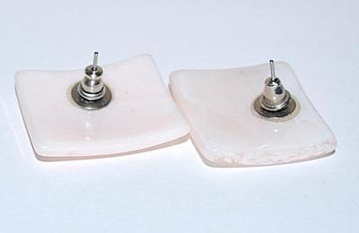 Pink Swirls Square Acrylic EARRINGS (1" x 1") Set with Stud Post Clasp