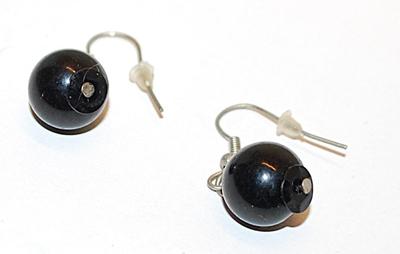 All BLACK GLOBES EARRINGS Set with Wire Hook Clasp