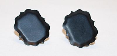 Vintage Black Metal "FRY PAN" EARRINGS Set with Screw Post Clasp
