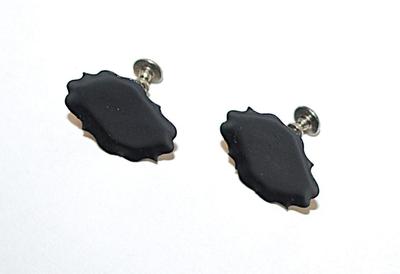 Vintage Black Metal "FRY PAN" EARRINGS Set with Screw Post Clasp