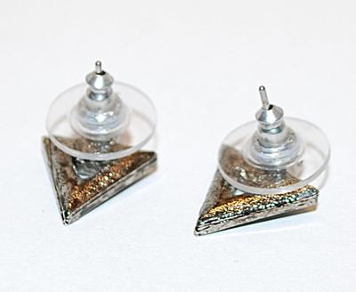 Delicate BLACK TRIANGLES EARRINGS Set with a Stud Post Clasp