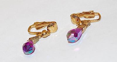 Iridescent Single Prism Bead EARRINGS Set with Gold Tone SNAP Clasp