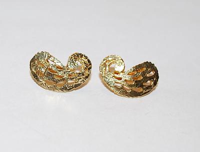 Gold Colored "Cornucopia" Style EARRINGS Set with SNAP Clasp