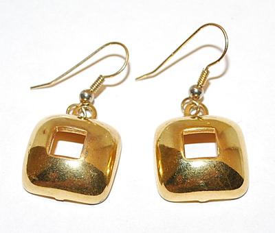 Gold Colored "Square in a Square" EARRINGS Set with Wire Hook Clasp